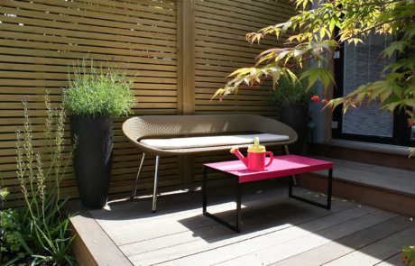 A garden with modern, soft and airy planting with splashes of colour.