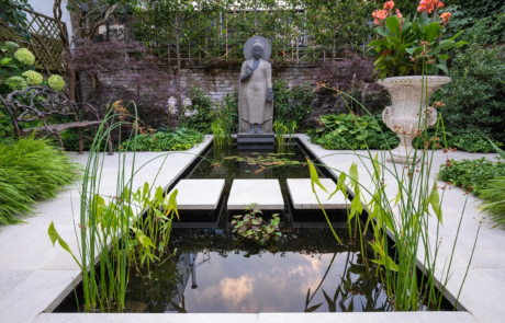 A sophisticated contemporary garden that blends Japanese Zen and classical Mediterranean traditions