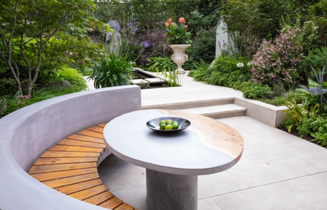 A sophisticated contemporary garden that blends Japanese Zen and classical Mediterranean traditions