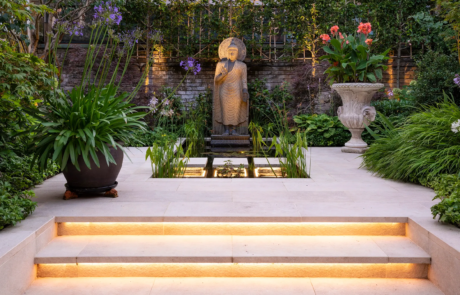 A sophisticated contemporary garden that blends Japanese Zen and classical Mediterranean traditions