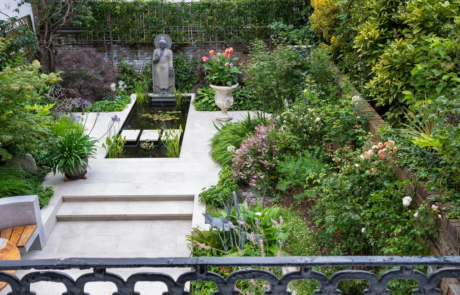 A sophisticated contemporary garden that blends Japanese Zen and classical Mediterranean traditions