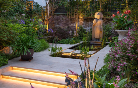 A sophisticated contemporary garden that blends Japanese Zen and classical Mediterranean traditions