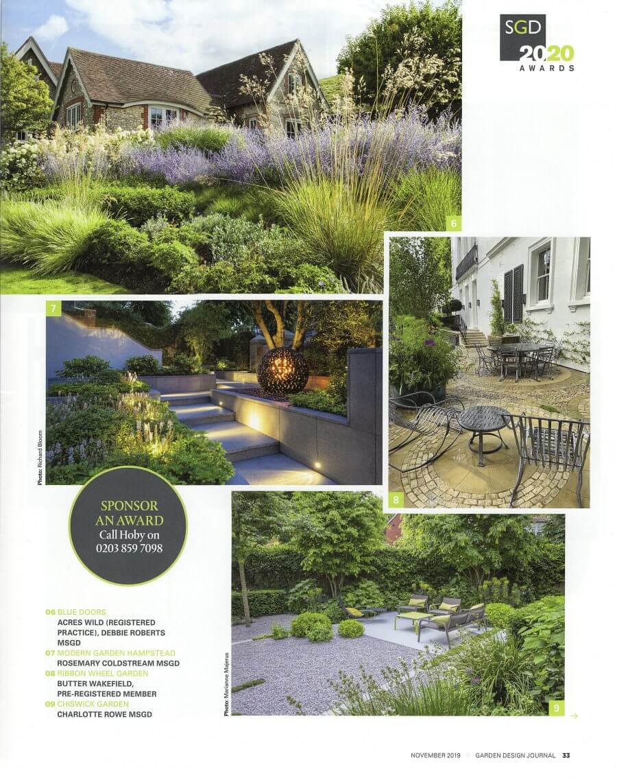 Garden Design Journal November 2019 "SGD Awards Shortlisted Finalists" Magazine article page