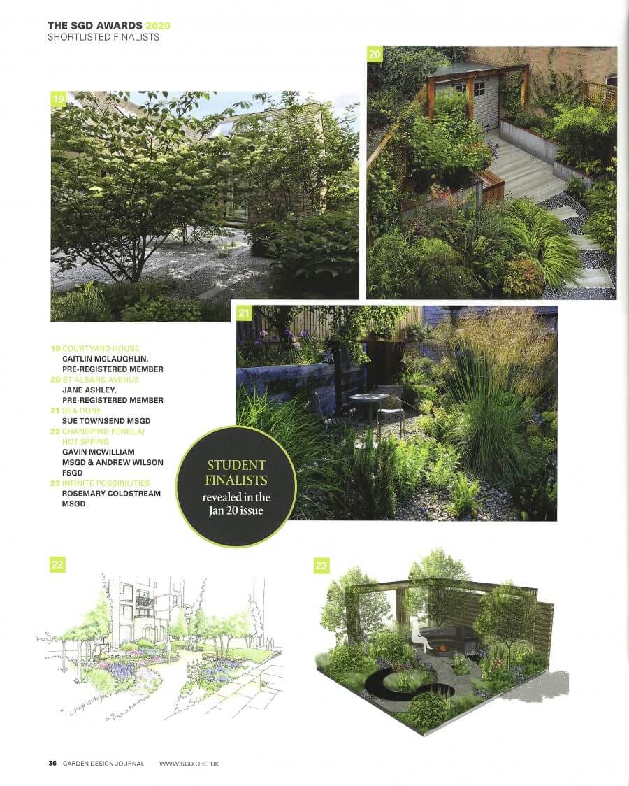 Garden Design Journal November 2019 "SGD Awards Shortlisted Finalists" Magazine article page