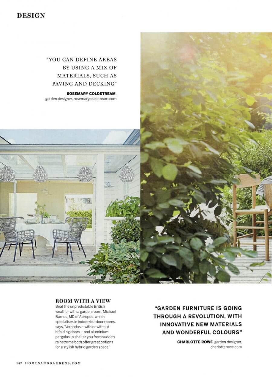 Homes & Gardens August 2019 "Insider insight - Top tips for planning your alfresco area" Magazine article page