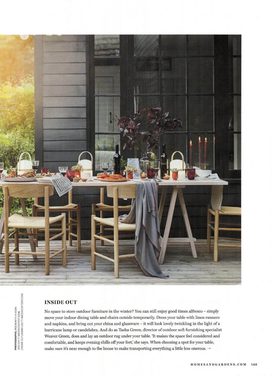 Homes & Gardens August 2019 "Insider insight - Top tips for planning your alfresco area" Magazine article page