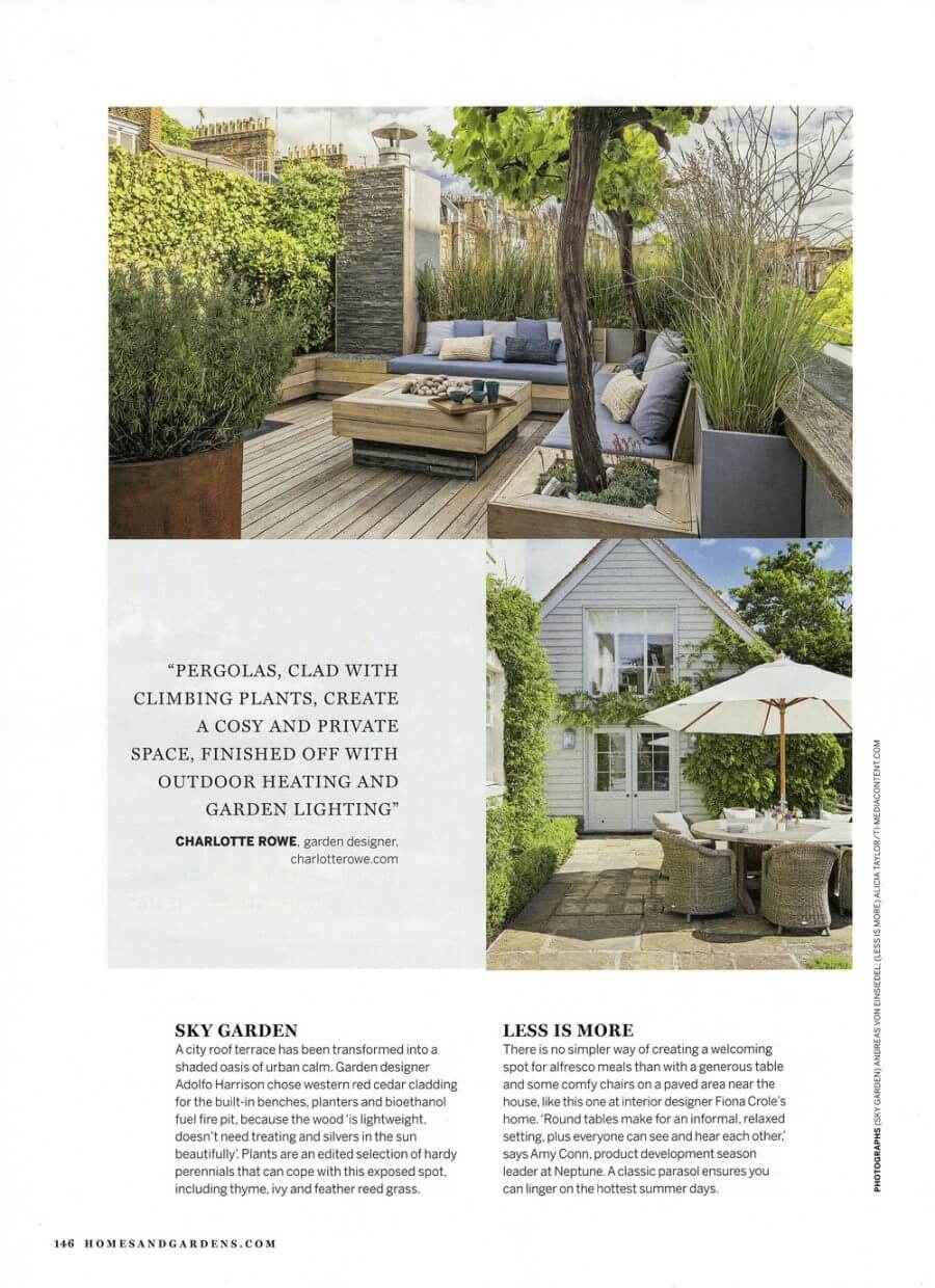 Homes & Gardens August 2019 "Insider insight - Top tips for planning your alfresco area" Magazine article page