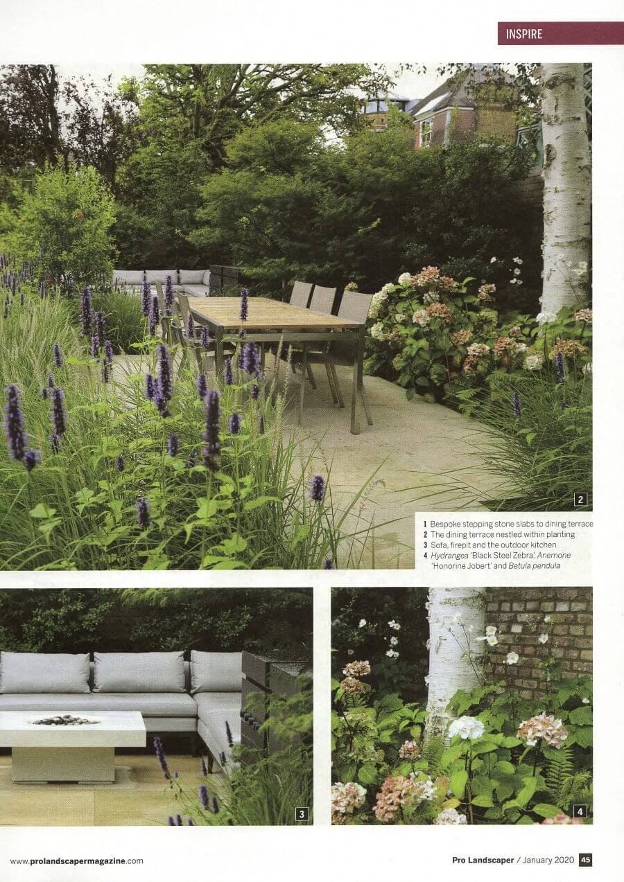 Pro Landscaper January 2020 "City Serenity - London Garden Revamp - Rosemary Coldstream Garden Design" Magazine article page