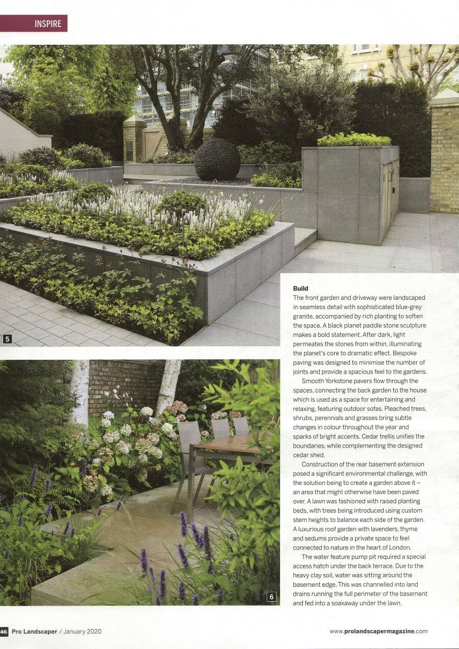 Pro Landscaper January 2020 "City Serenity - London Garden Revamp - Rosemary Coldstream Garden Design" Magazine article page