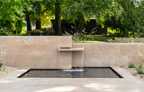 A stylish modern water feature with angular shapes