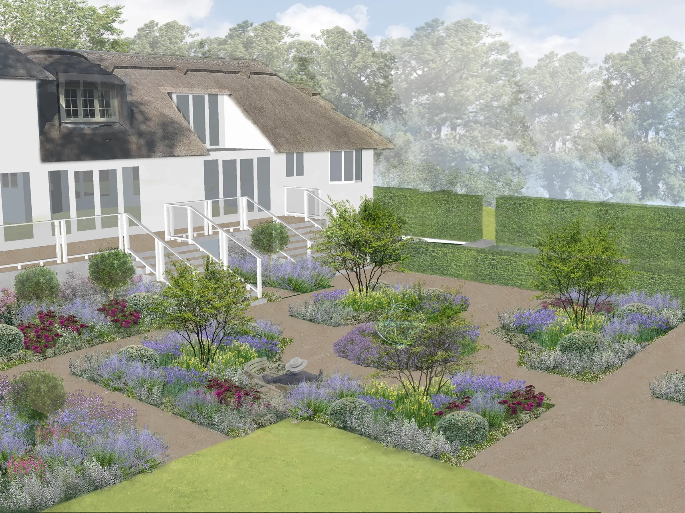 3D model of a garden design by Rosemary Coldstream