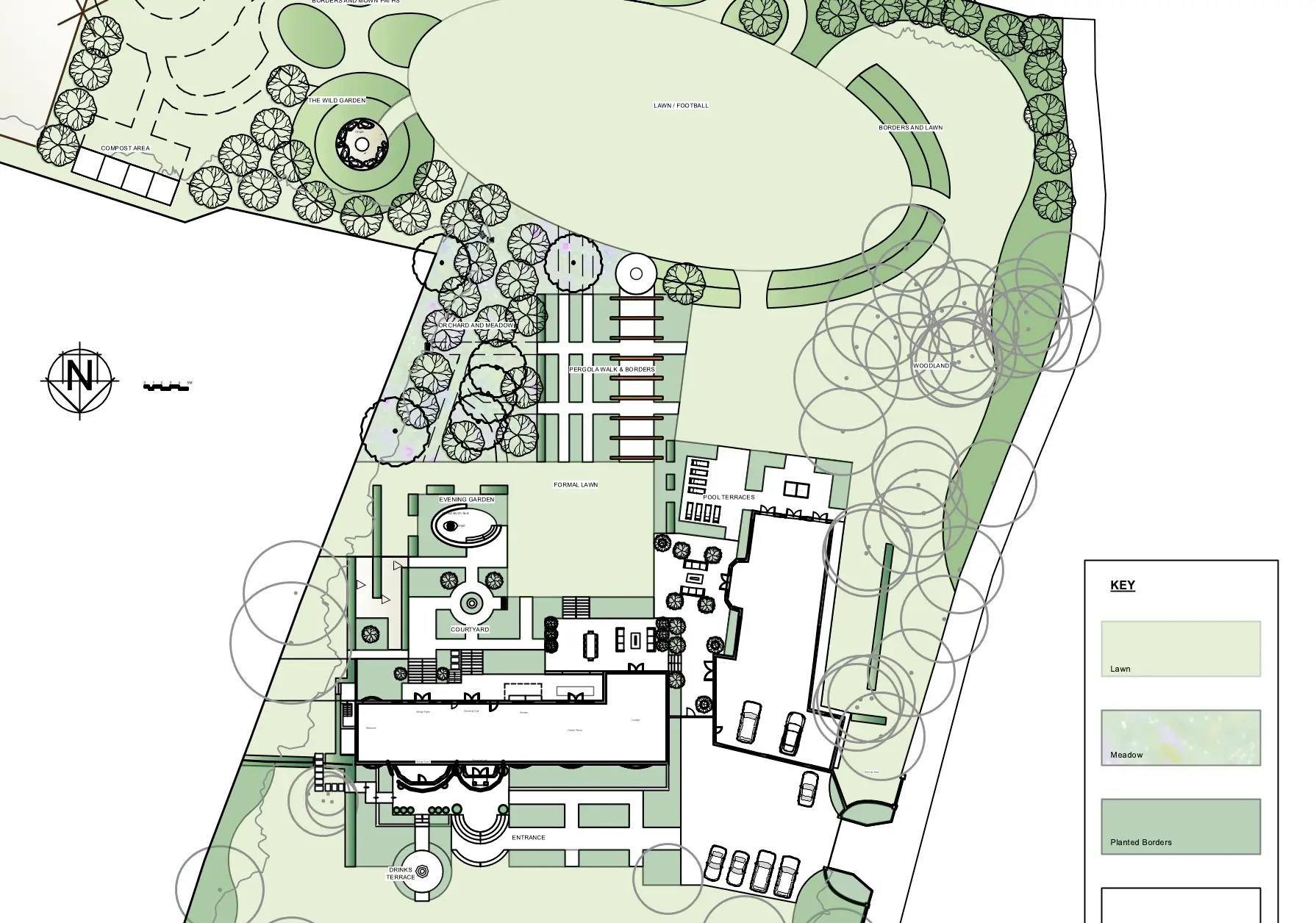 Site plan for a garden design by Rosemary Coldstream